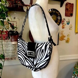 Vintage‎ Y2K Zebra Print Small Shoulder Bag Retro Glam